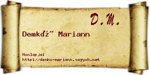 Demkó Mariann névjegykártya